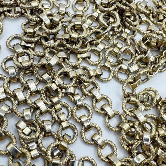 Vintage Rope Length Long Unique Chains Necklace Book Chain Chunky 88” Gold Tone - Picture 2 of 8
